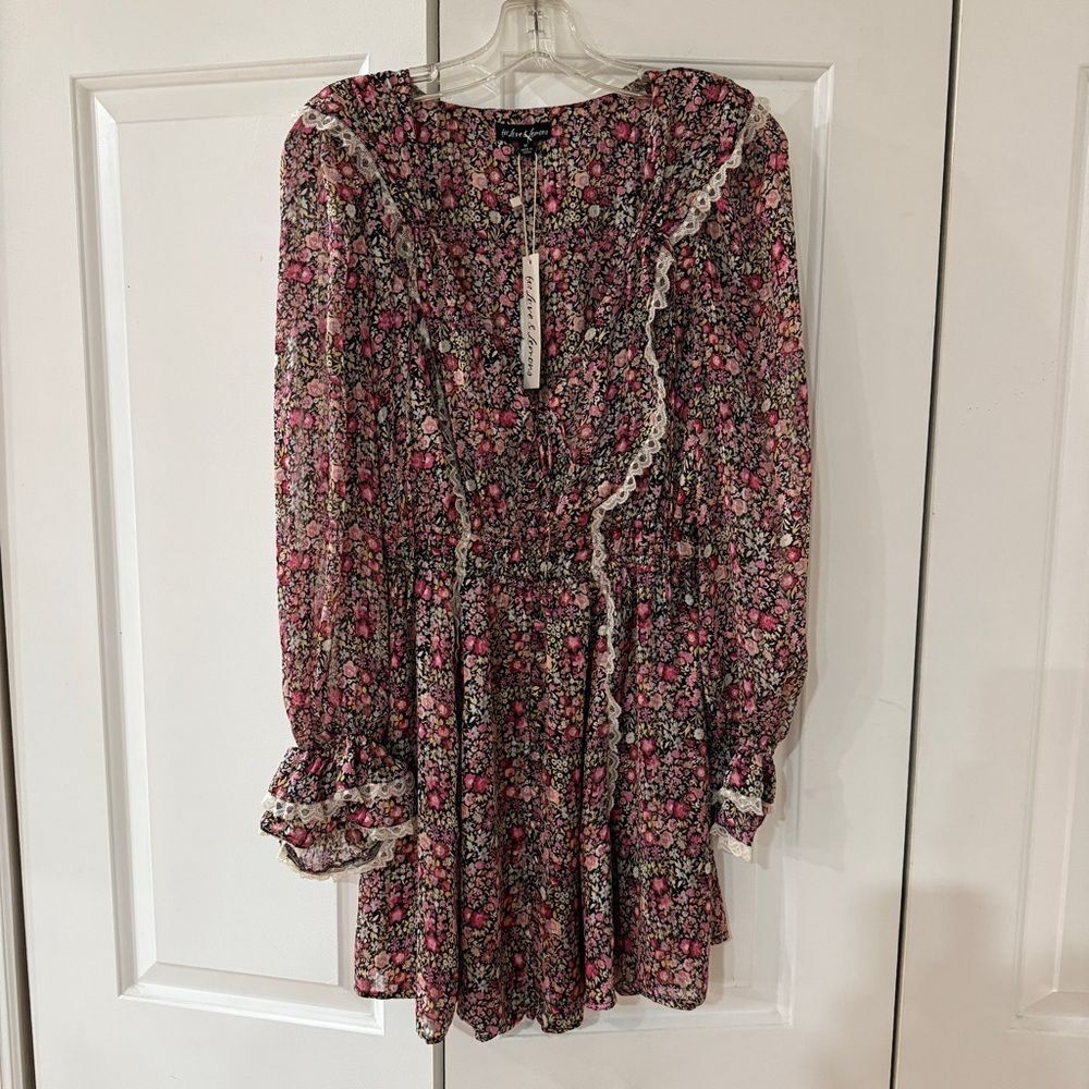 For Love & Lemons Grace Mini Dress in Multi M NWT Cottagecore Prairie Boho - Picture 2 of 10